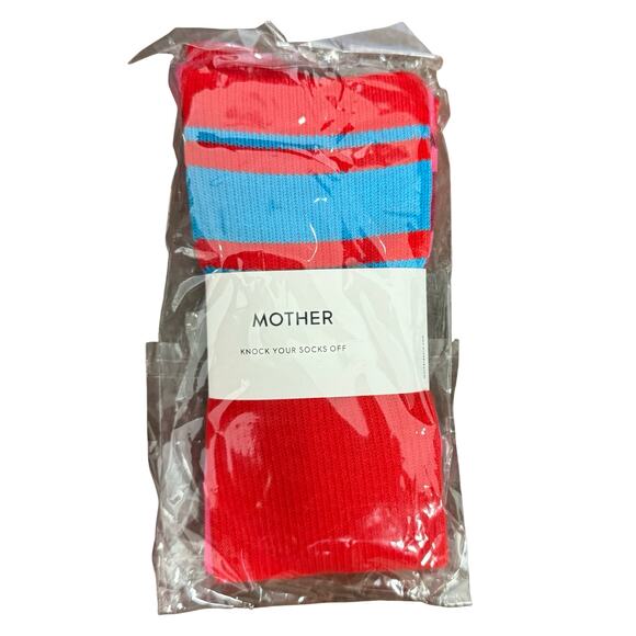 Mother Lost and Found The Rara Red Blue Pink Long Tube High Calf Socks NEW Tags - Picture 4 of 6